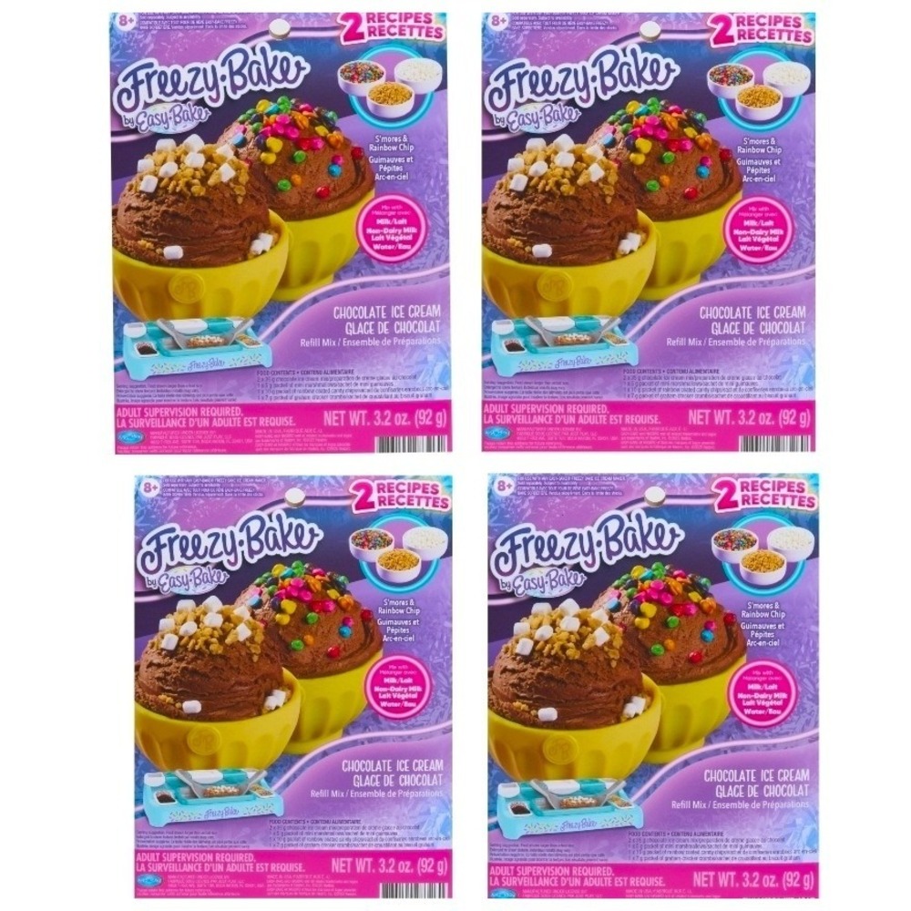 Easy-Bake Freezy‎ Chocolate Ice Cream Refill Mix Qty 4 Smores Rainbow Chip New